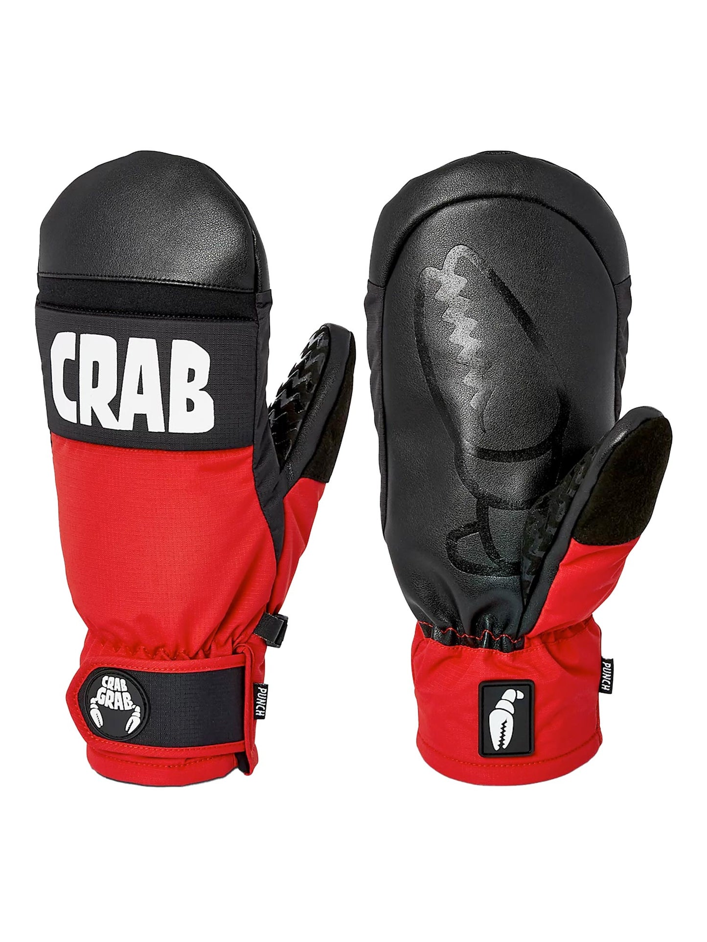 red and black Crab Grab Punch snowboard mitten
