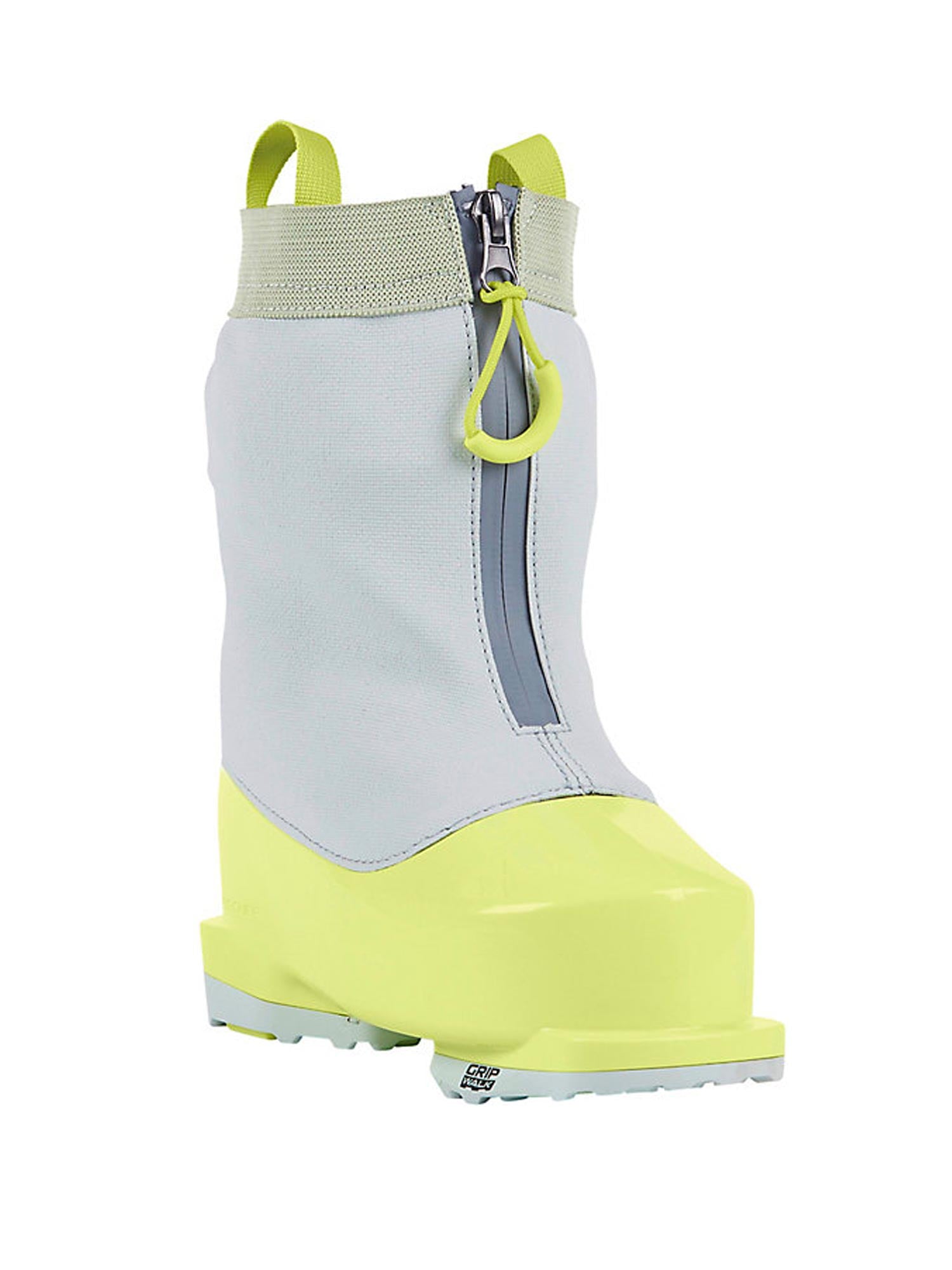 Kids Fischer One ski boots with zipper,  gray & yellow