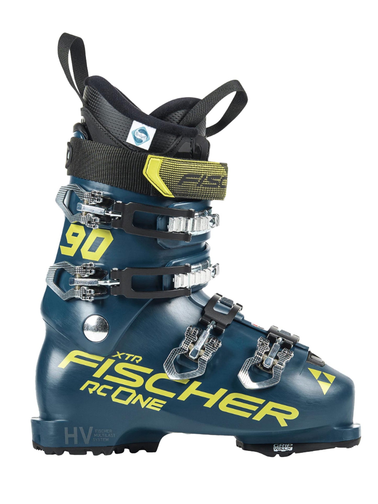 Fischer RC One 90 XTR ski boot, blue and yellow