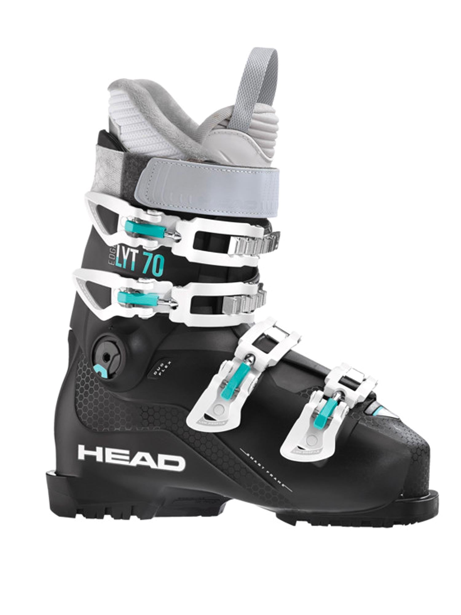 women's Head Edge Lyt ski boots, black with white & teal accents