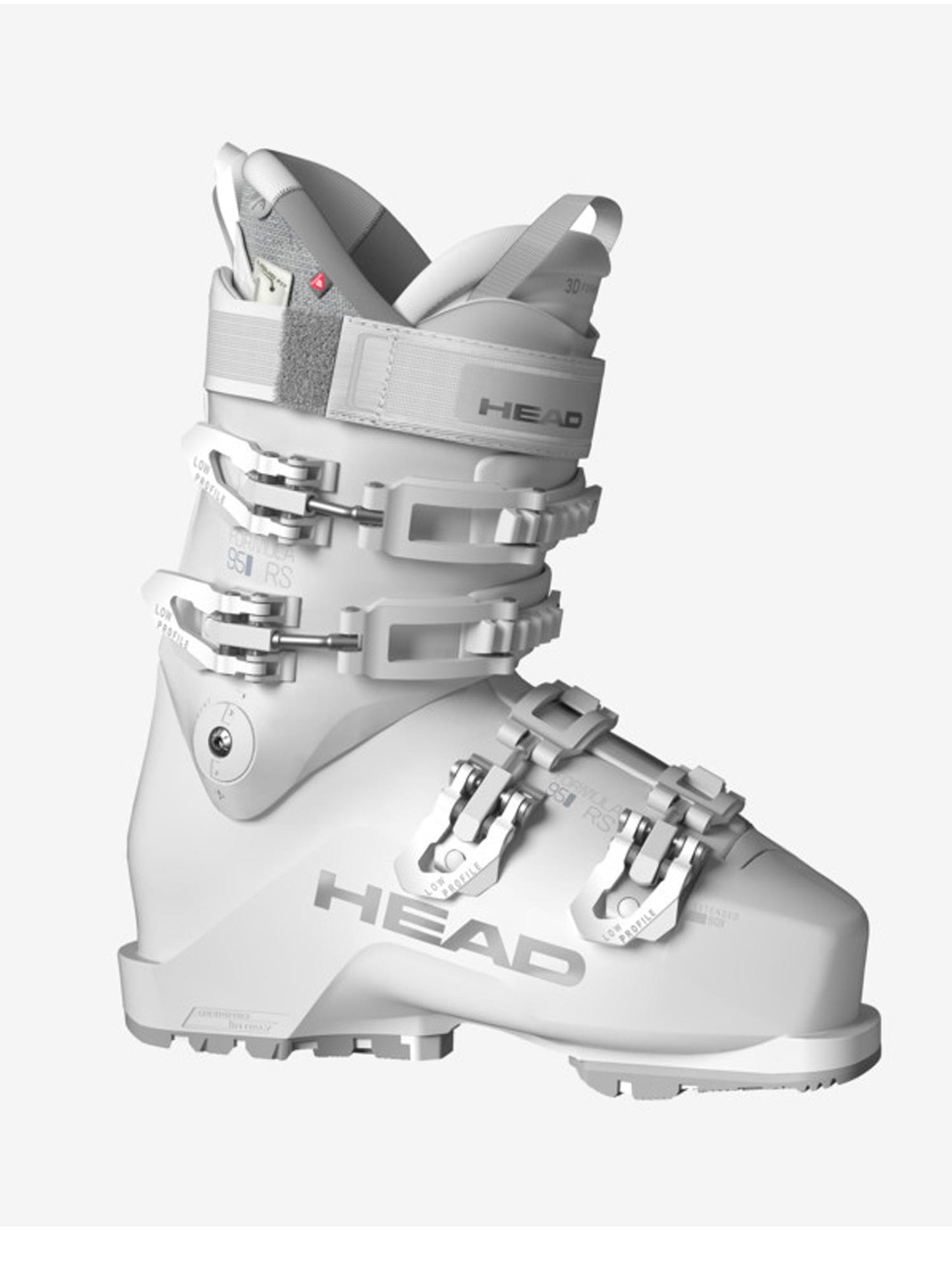 women's Head Formula RS 95 ski boots, white with silver accents