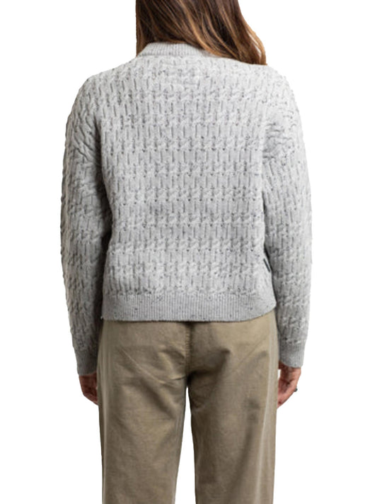 grey cable knit sweater, women's