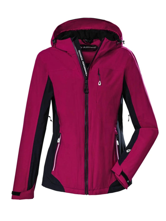 women's Killtec cross country ski jacket, pink and black