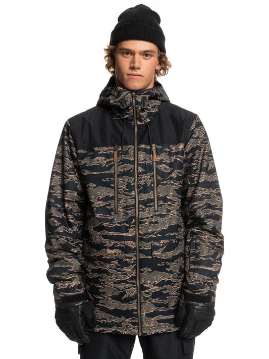 men's Quicksilver Fairbanks snowboard jacket, black with camo pattern