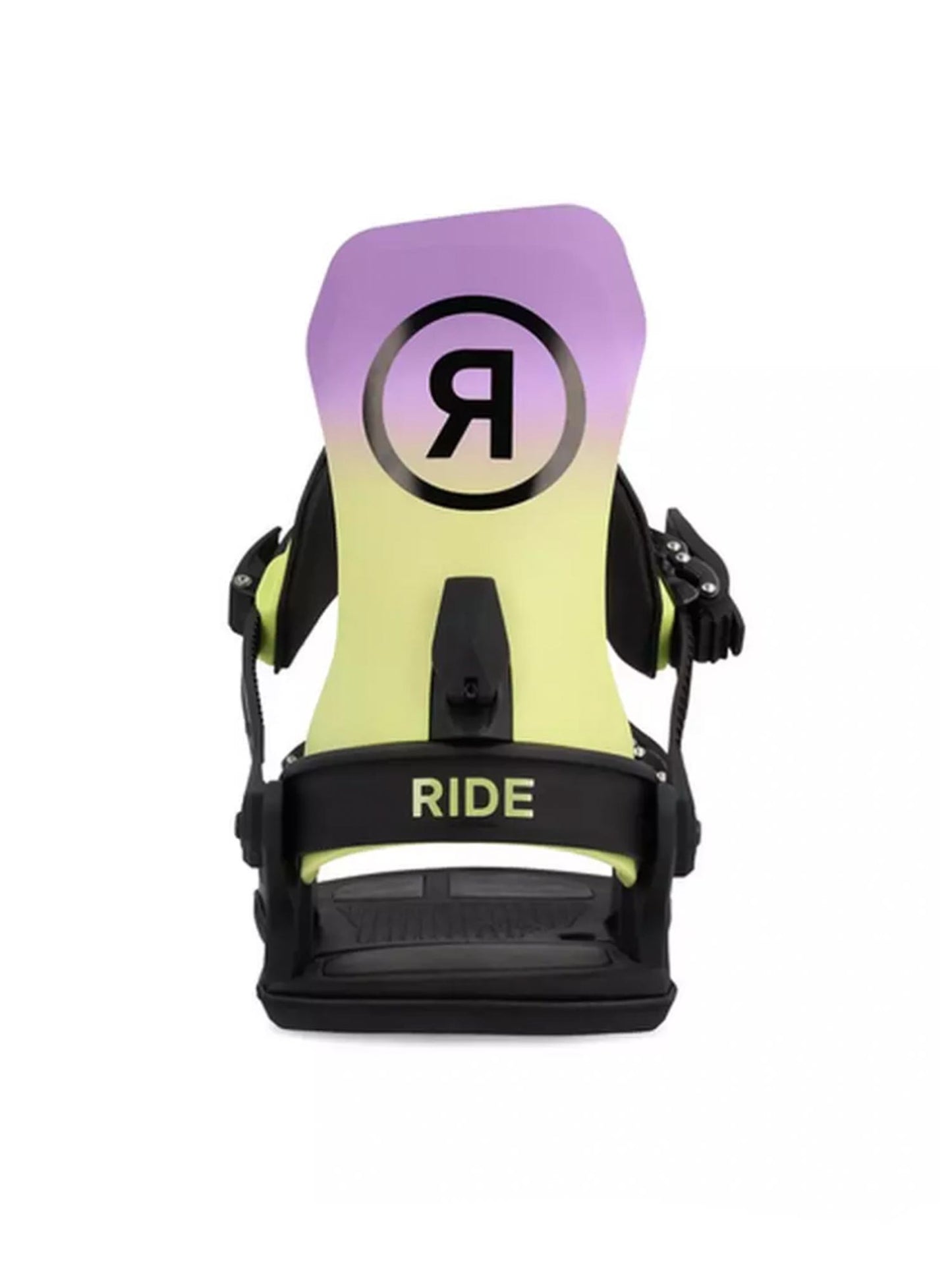 Ride C9 snowboard bindings, purple and yellow fade