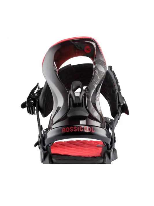men's Rossignol Cobra snowboard bindings, black with red accents