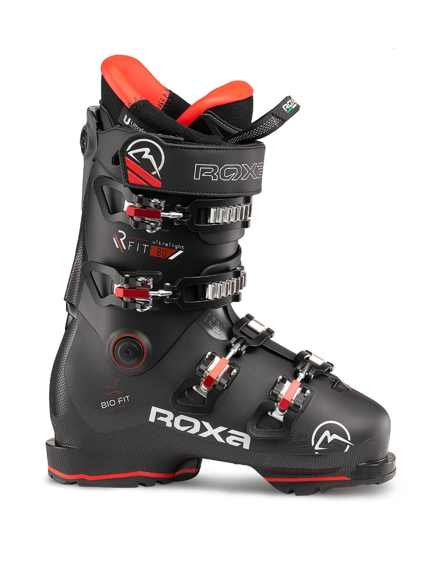 Black and red Roxa RFit 80 ski boots