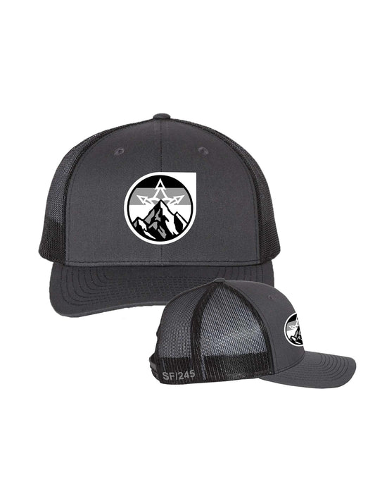 Snowflake mountain logo trucker hat grey