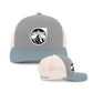 Snowflake mountain logo hat, light blue and grey