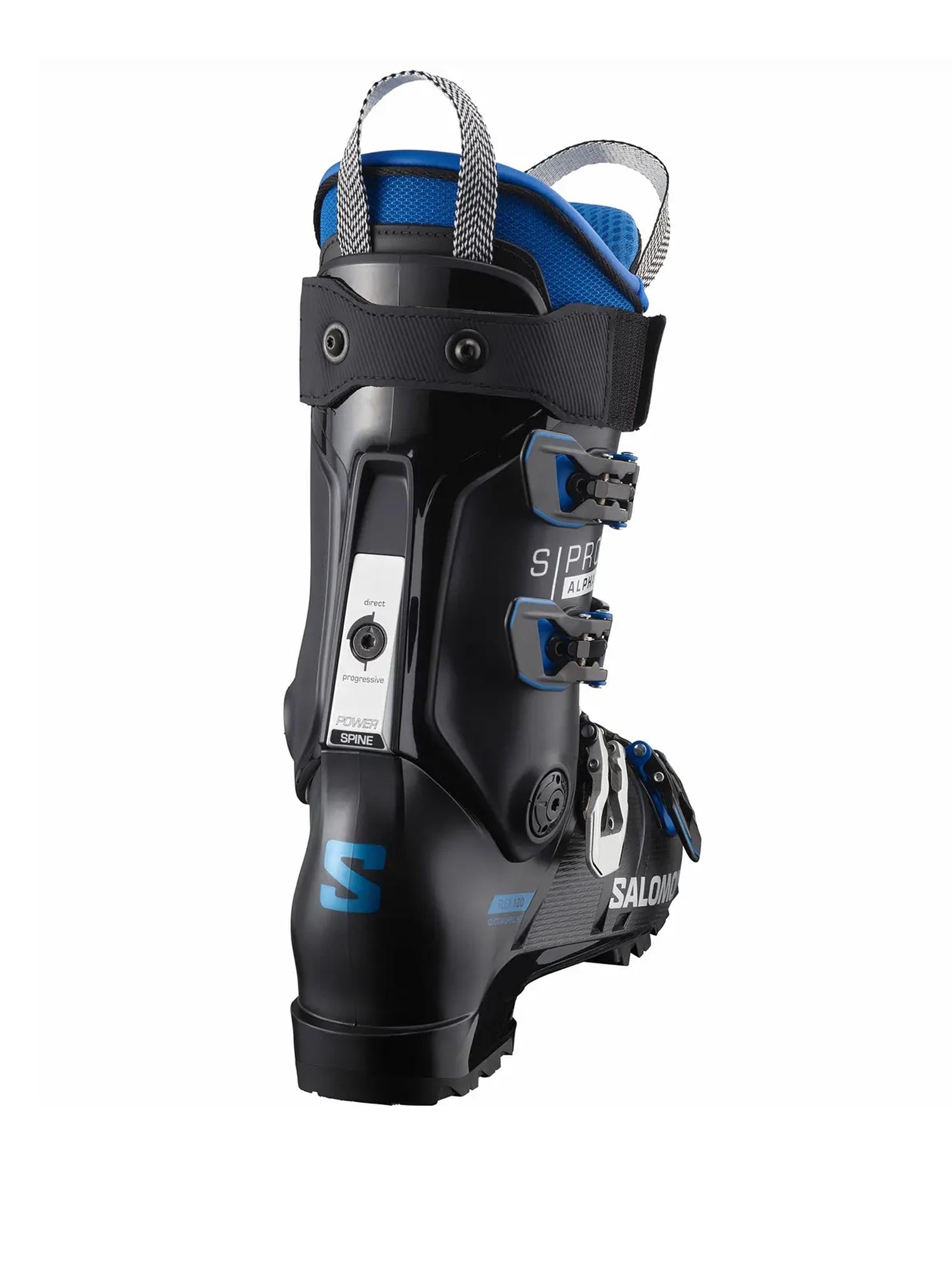 men's Salomon ski boots, black with blue accents