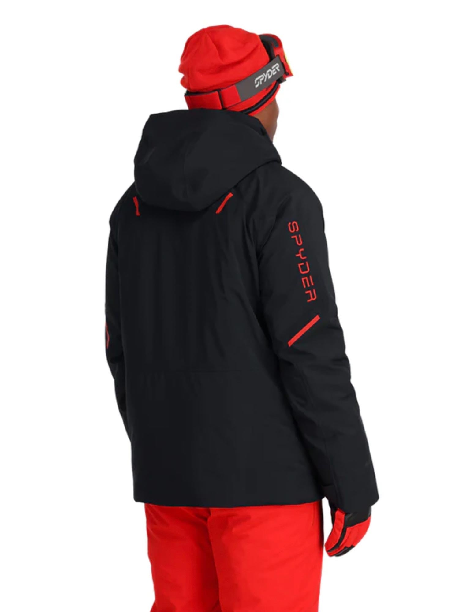 black Spyder ski jacket with red accents