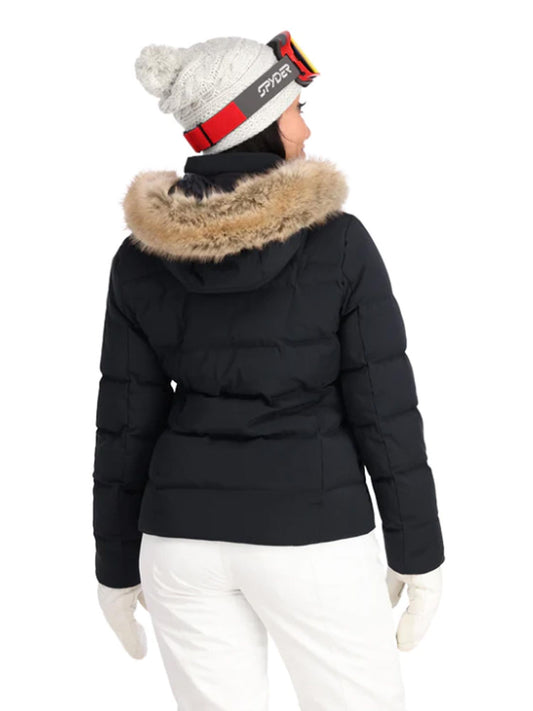 women's puffy down ski jacket, black