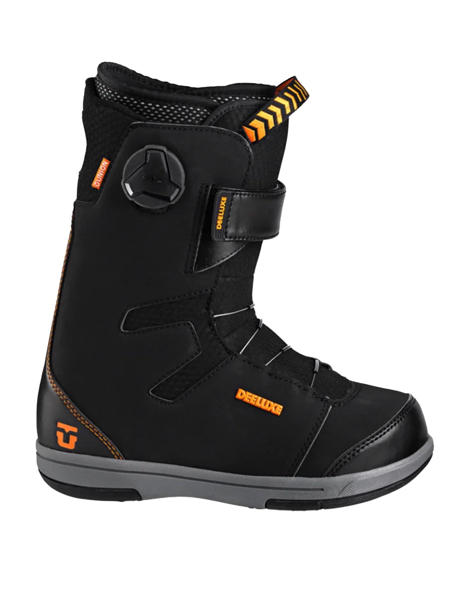 Kids' snowboard boot, black with orange accents
