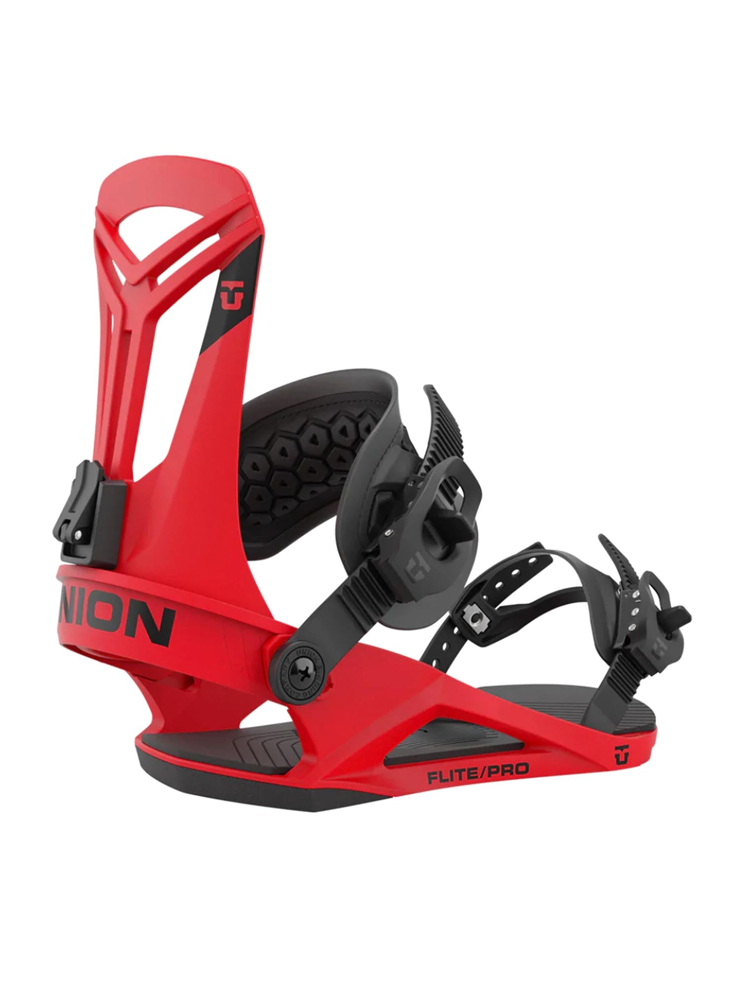 Union Flite Pro snowboard bindings - red with black accents