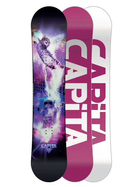 Girls' Capita snowboard with kitten graphic