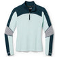 women's base layer 1/4 zip top -  blue, light blue and grey colorblock