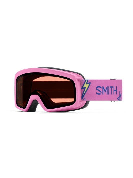 Kids Smith Rascal  ski/snowboard googles, pink with lightning bolts