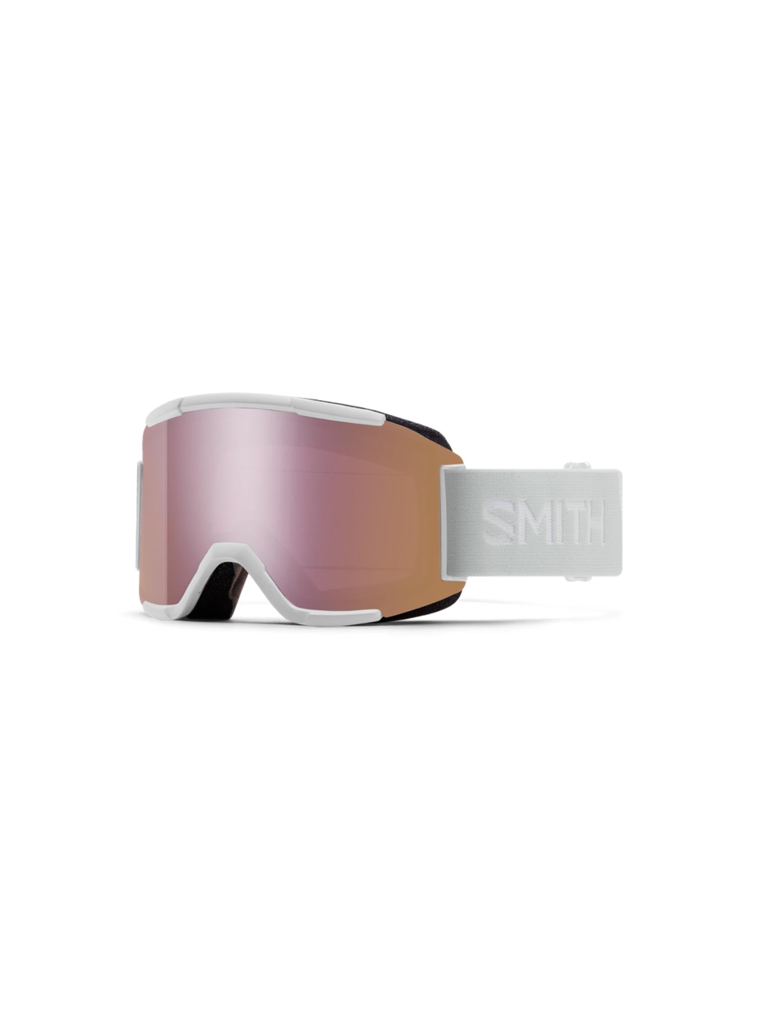 Smith Squad ski goggles, white strap rose gold lens